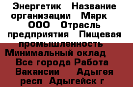 Энергетик › Название организации ­ Марк 4, ООО › Отрасль предприятия ­ Пищевая промышленность › Минимальный оклад ­ 1 - Все города Работа » Вакансии   . Адыгея респ.,Адыгейск г.